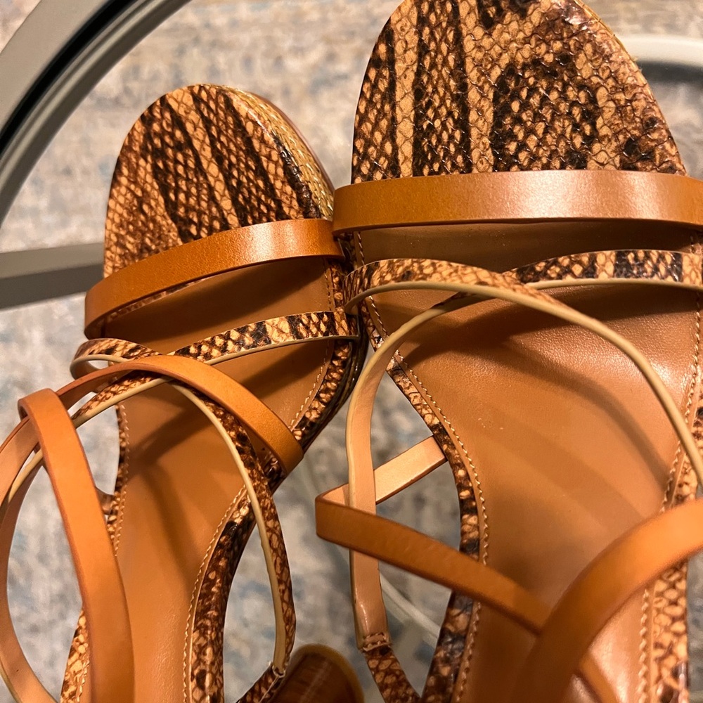 Vince Camuto Leather Snake Print Lace Up Heeled Sandals Size 7.5 nwot - Picture 4 of 13